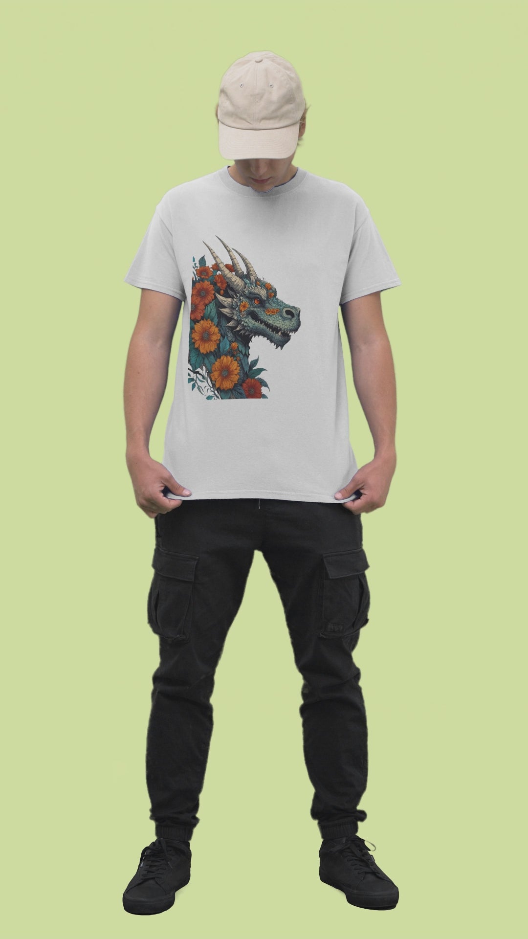 Fierce Floral Dragon T-Shirt - Mythical & Magical Design - Perfect Gift for Fantasy Lovers