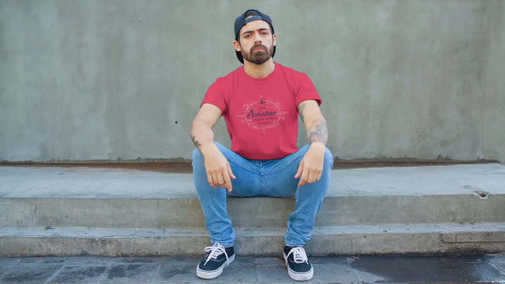 Aviator Life T-Shirt – Stylish Graphic with Compass Lines & Jet Silhouette