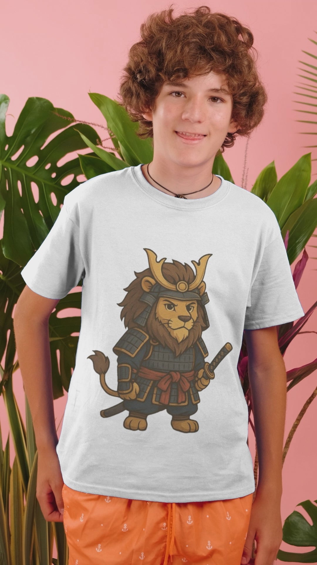 Samurai Lion Kids Tee - Honor, Courage, Strength Design